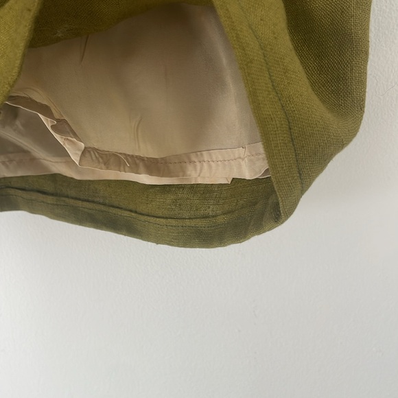 Jane Lamerton Vintage 100% Linen Olive Green Pencil Lined Skirt High Waist Small - Picture 4 of 7
